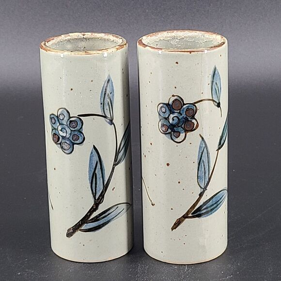 Tonala Pottery Ken Edwards Style Handpainted Bud Vase Tumbler Blue Birds Flowers - Picture 5 of 6